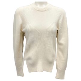 Suéter de malha de lã com corpete Chevron Ecru 2024 da Alexander McQueen Cru