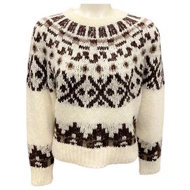 Frame Denim Fairisle-Pullover aus mehrfarbiger Alpaka-Wolle Frame Cream Roh