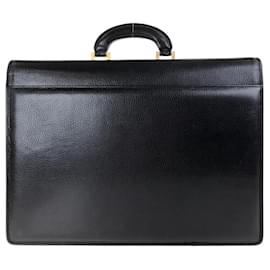 Versace-Pasta de negócios em couro preto vintage Gianni Versace Medusa-Preto