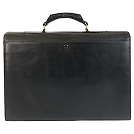 Versace-Pasta de negócios em couro preto vintage Gianni Versace-Preto