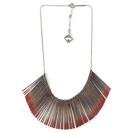 Fendi Native American Metall Quaste Halskette Silber Rot