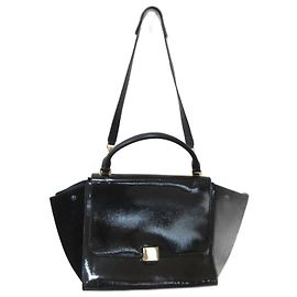 Céline Celine Trapeze Patent Leather Handbag Black