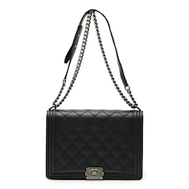 Chanel-Chanel Boy Chanel 30 Large Matelasse Shoulder Bag-Black