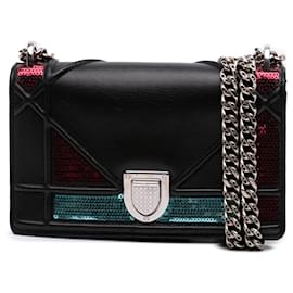 Dior-Dior Black Mini Lambskin Sequin Diorama Flap-Black