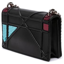 Dior-Dior Black Mini Lambskin Sequin Diorama Flap-Black