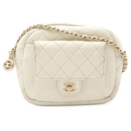 Chanel-Chanel Matelasse Coco Mark Chain Shoulder Bag-Cream