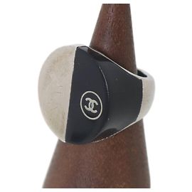 Anello Bicolore Chanel Coco Mark Nero Argento