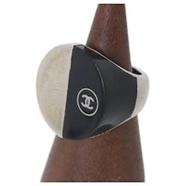 Anillo Bicolor Chanel Coco Mark Negro Plata