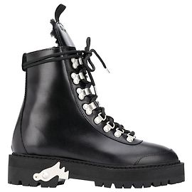 Off White Botas de Tobillo de Cuero Off-White Negro