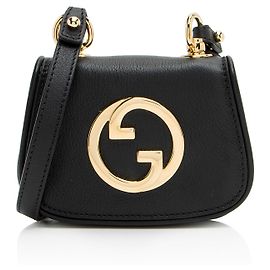 Carteira de couro Blondie Gucci com alça Preto