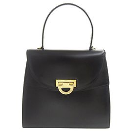 Céline Celine Leather Top Handle Handbag Black Vintage Black