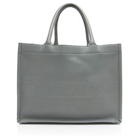 Dior Pequena Tote de Couro de Bezerro Cinza