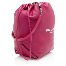 Saint Laurent Leather Teddy Small Bucket Bag Rose