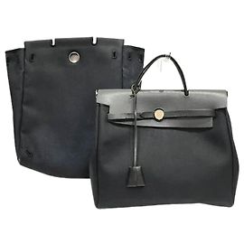 Hermès Hermes Herbag Ad PM Toile Officier 2way bag Black