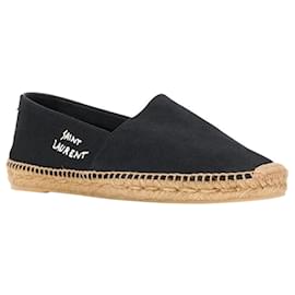Saint Laurent-Saint Laurent Canvas Logo Espadrilles-Black