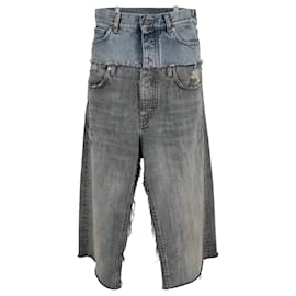 Balenciaga-Balenciaga Distressed Midi Skirt in Grey Denim-Grey