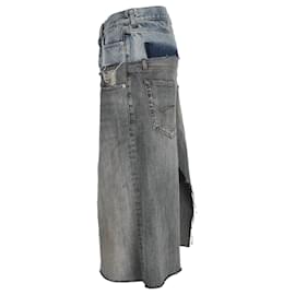Balenciaga-Balenciaga Distressed Midi Skirt in Grey Denim-Grey