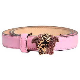 Versace Cinto rosa com cabeça de Medusa em diamantes Rosa