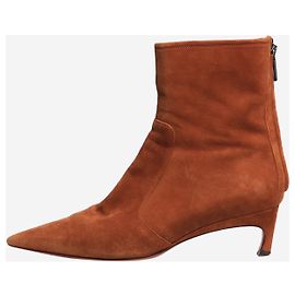 Santoni Brown suede kitten heel boots - size EU 38.5 (UK 5.5) Brown