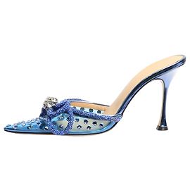 Mach & Mach Mule a punta blu con cristalli e fiocco doppio - taglia EU 40 (UK 7) Blu