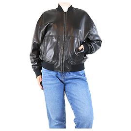 Brunello Cucinelli Schwarze Leder-Bomberjacke - Größe UK 12 Schwarz