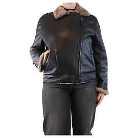 Brunello Cucinelli Schwarze Lammfelljacke - Größe UK 12 Schwarz