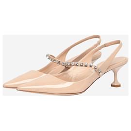 靴 S/S2000 Miu Miu Strap Leather Heels 37 S/S 2000 Python Kitten Heels Mules (37EU) – Bintagged