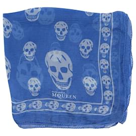 Alexander Mcqueen Cachecol estampado com crânio azul e branco Azul