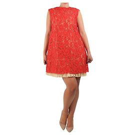 Miu Miu Vestido mini de renda vermelha com forro - tamanho UK 10 Vermelho