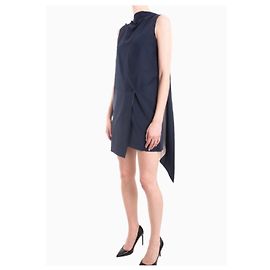 Céline Vestido Archive Drapé 2010 Branco Azul