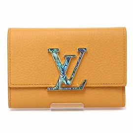 Portefeuille compact tri-fold Capucines de Louis Vuitton Doré Orange Jaune