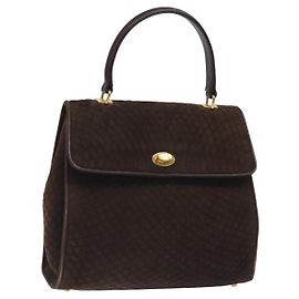 BALLY Sac à main Suède Marron Or Auth BA3925 Marron Doré