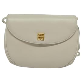 Givenchy-GIVENCHY Shoulder Bag Leather White Gold Auth BA3655-White,Golden