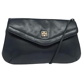 Givenchy-GIVENCHY Shoulder Bag Leather Navy Gold Auth BA3654-Golden,Navy blue