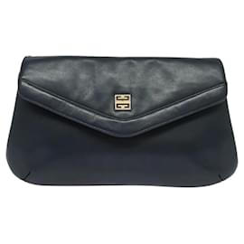 Givenchy-GIVENCHY Shoulder Bag Leather Navy Gold Auth BA3654-Golden,Navy blue