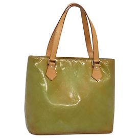 LOUIS VUITTON Monogram Vernis Sac à Main Houston Bleu Bébé M91005 LV Auth 130139 Bleu clair