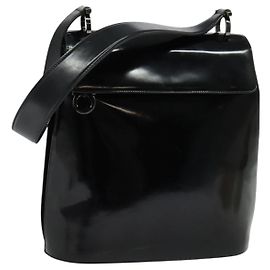 Borsa a Spalla Gancini Smalto Nero Salvatore Ferragamo Auth bs26907 Nero