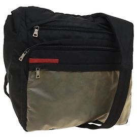 PRADA Borsa a Spalla Sportiva in Nylon Nero Argento Auth bs26885 Nero Argento