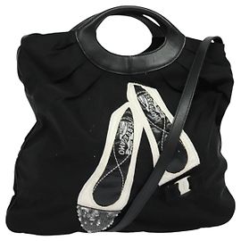 Borsa a spalla Salvatore Ferragamo Nylon 2way Nera Auth 127844 Nero