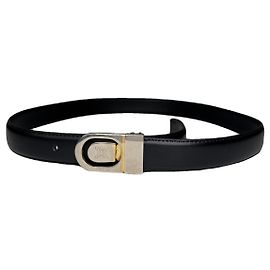 Céline Celine Triomphe Black Leather Belt Black