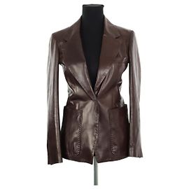 Saint Laurent Lederjacke Braun