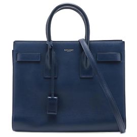 Saint Laurent Borsa tote piccola in pelle blu Blu
