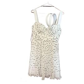 Robe mini en chiffon à pois de Self Portrait Blanc