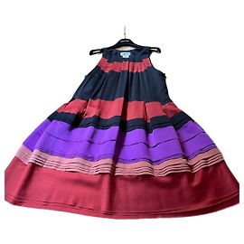 Vestido Sonia Rykiel em chiffon de seda com babados Multicor