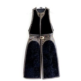 Colete sem mangas de couro com studs, vison e astracã Givenchy Pré-Fall 2015 Preto