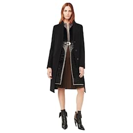Givenchy-Givenchy Pre-Fall 2015 Studded Leather, Mink & Astrakhan Sleeveless Vest Coat-Black