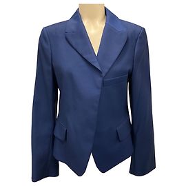 Jil Sander Blue Wool and Silk Tailor Made Blazer Blue