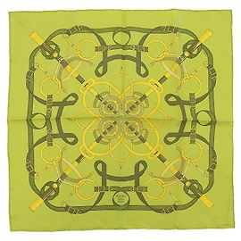 Hermès Seidengürtel mit Schal-Muster in Grün Grün