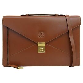 Borsa in pelle Diplomatico Anagram Loewe Marrone
