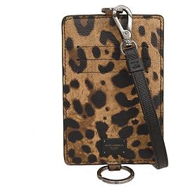 Dolce & Gabbana Leopard Card Holder with Strap Brown Black
